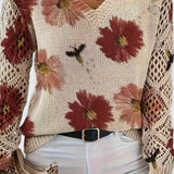 Bernadett - Virágmintás kötött felső