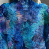 Absztrakt Virágminta Vízre, Garbós Pulóver