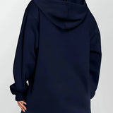 Angeleen - Geometrikus Mintás Kapucnis Kabát Cipzárral