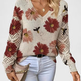 Bernadett - Virágmintás kötött felső