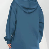 Angeleen - Geometrikus Mintás Kapucnis Kabát Cipzárral