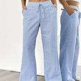 Alina - Elegáns Csíkos Nadrág Zsebekkel