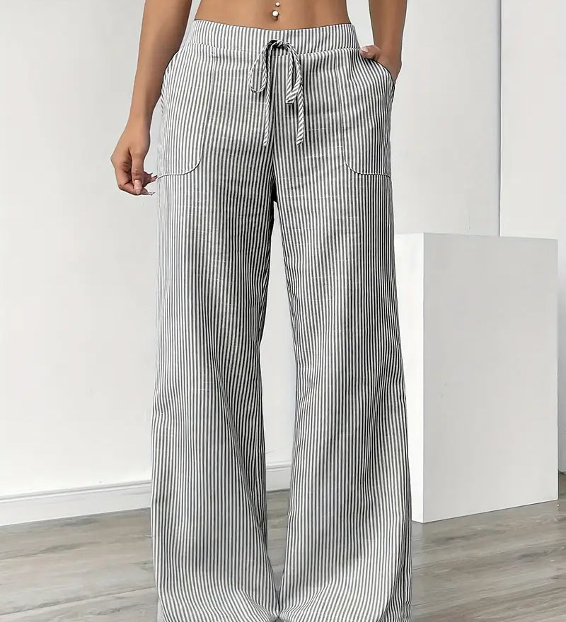 Alina - Elegáns Csíkos Nadrág Zsebekkel