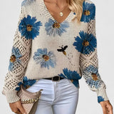 Bernadett - Virágmintás kötött felső