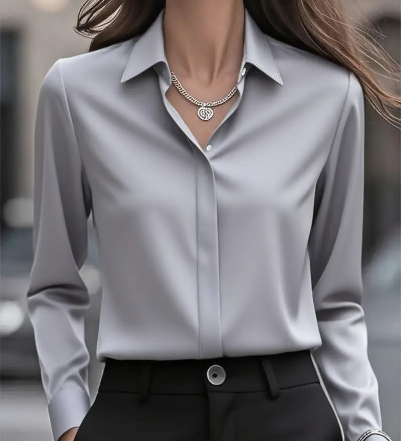 Amiliana - Elegáns Hosszú Ujú Gombos Ing