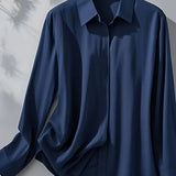 Amiliana - Elegáns Hosszú Ujú Gombos Ing