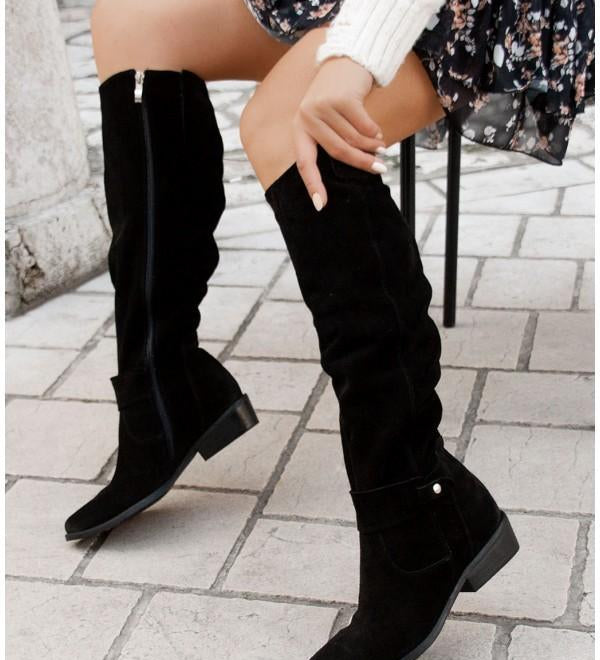 Eszter – kényelmes, meleg bőrszínű vadbőr csizma nőknek