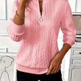 Gizella | Női pulóver cipzárral és fonott mintával