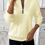 Gizella | Női pulóver cipzárral és fonott mintával