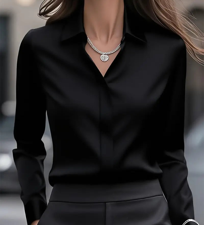 Amiliana - Elegáns Hosszú Ujú Gombos Ing