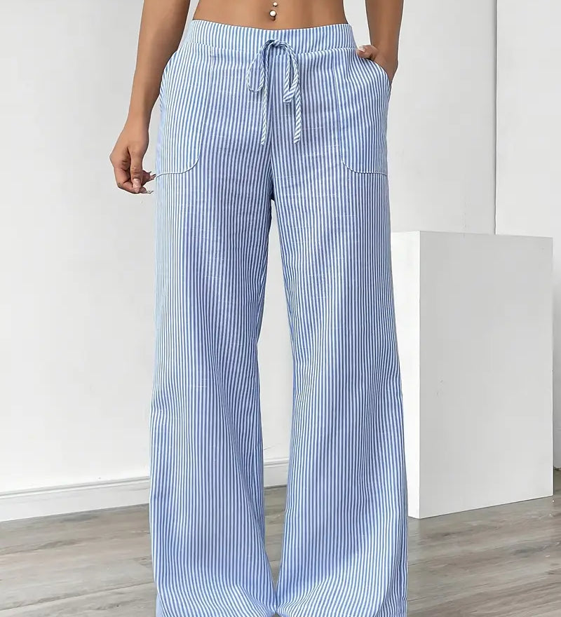 Alina - Elegáns Csíkos Nadrág Zsebekkel