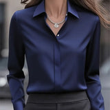 Amiliana - Elegáns Hosszú Ujú Gombos Ing