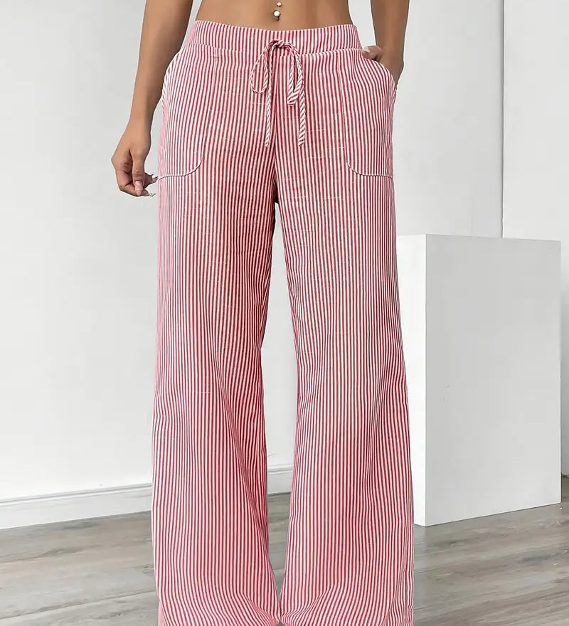 Alina - Elegáns Csíkos Nadrág Zsebekkel