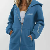 Angeleen - Geometrikus Mintás Kapucnis Kabát Cipzárral