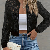 Andrina - Elegáns Csipkés, Cipzáras, Rövid Kabát