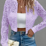 Andrina - Elegáns Csipkés, Cipzáras, Rövid Kabát