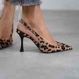 Ania - Leopárd Mintás, Hegyes Orrú Cipő