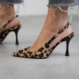 Ania - Leopárd Mintás, Hegyes Orrú Cipő