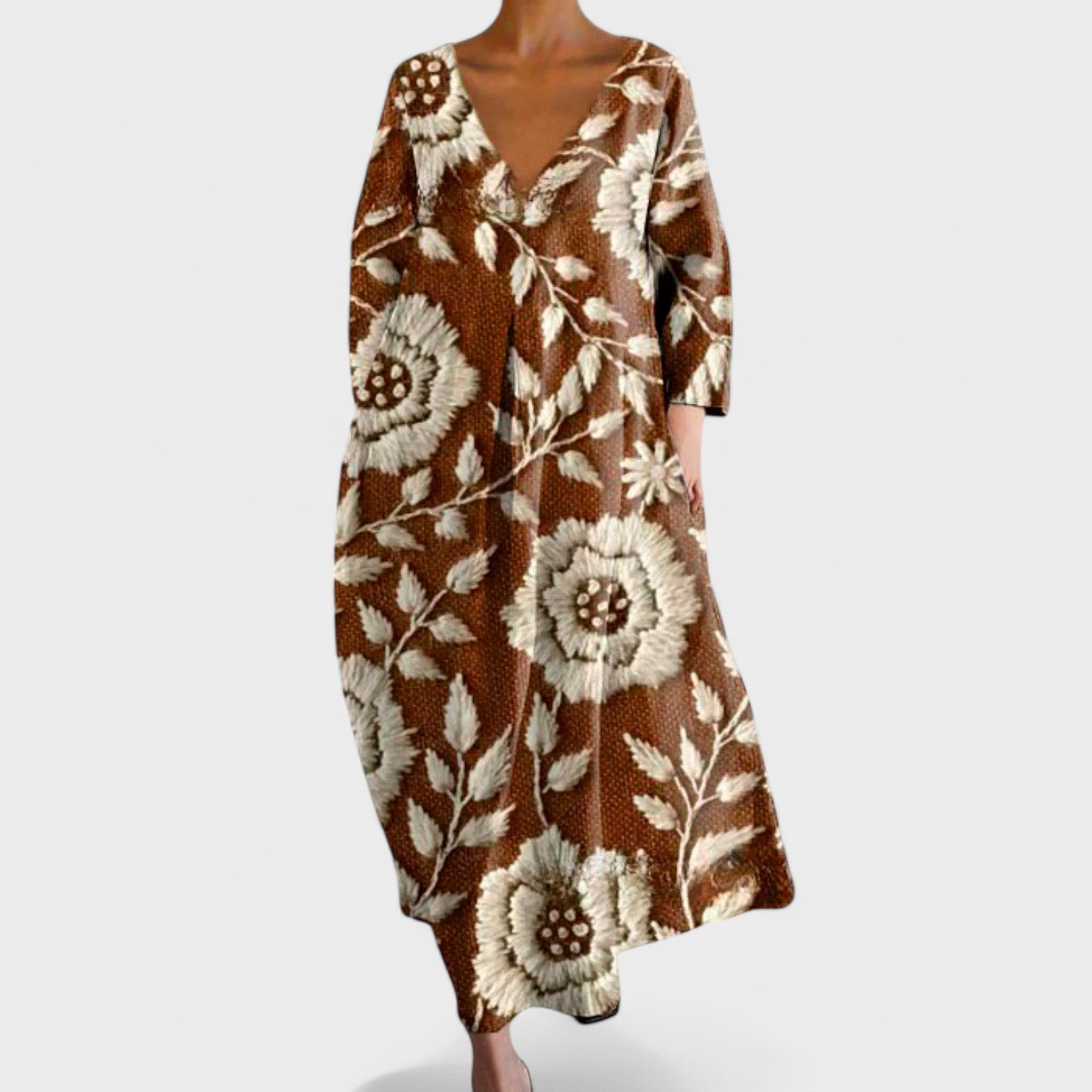 Dorina - Színes ruha V-kivágással