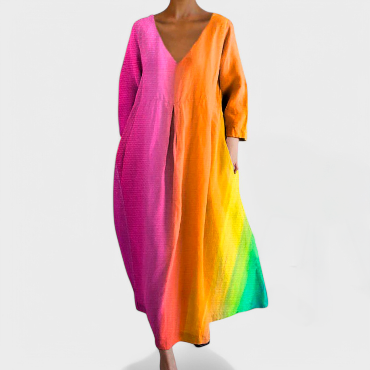 Dorina - Színes ruha V-kivágással